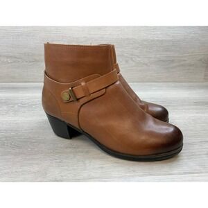 Propet Delaney Women's Boots Tan Burnished Leather Ankle 6.5 Comfort Shoes